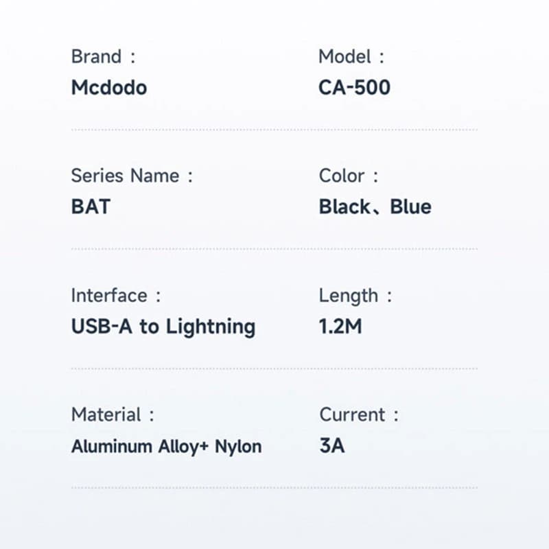 کابل لایتنینگ فست شارژ 3 آمپر مک دودو MCDODO CA-5000 — تصویر ۷