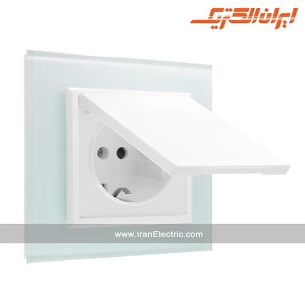 پریز برق ارت دربدار برلیان کریستال سفید