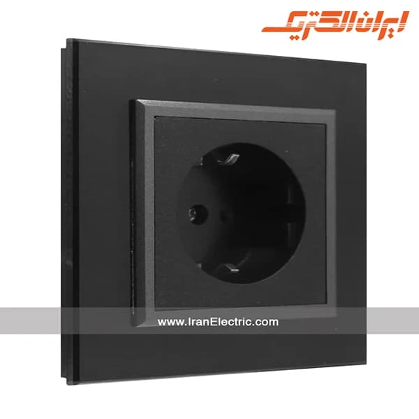 پریز برق ارت برلیان کریستال مشکی