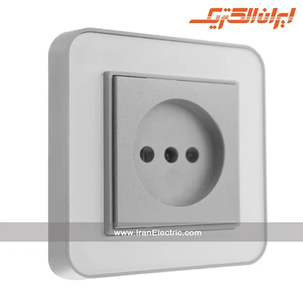 پریز برق ساده ارس نقره‌ای زه سفید میان نقره