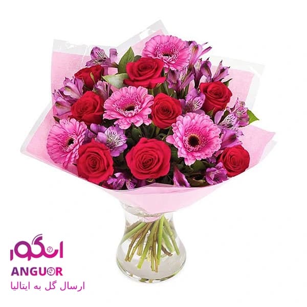 دسته گل با تم قرمز(ارسال گل به ایتالیا)