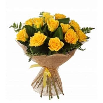 دسته گل رز با تم زرد 12 شاخه (ارسال گل به کرواسی)