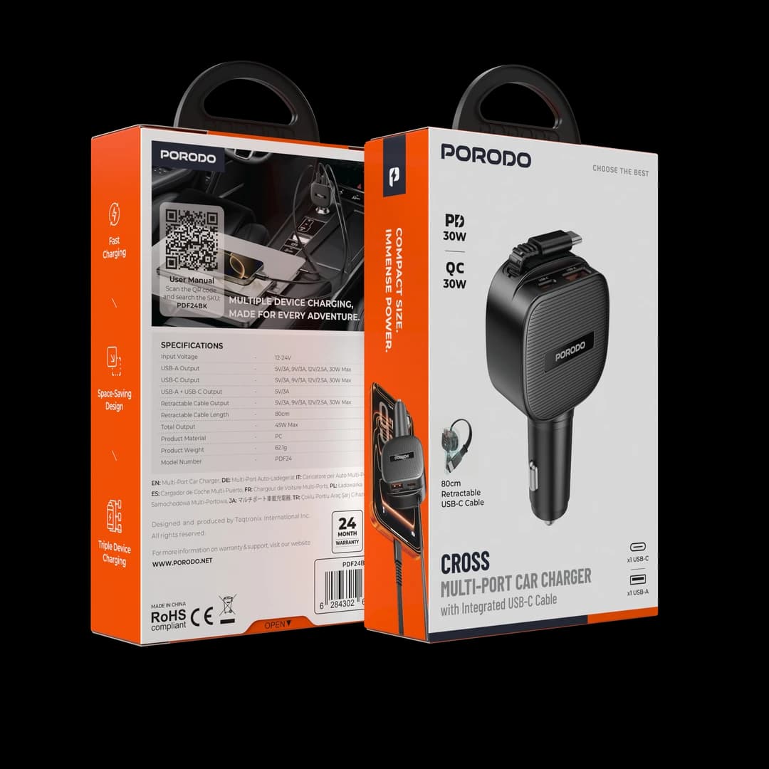 شارژر فندکی خودرو پرودو Cross Multi-Port مدل PDF24BK — تصویر ۲