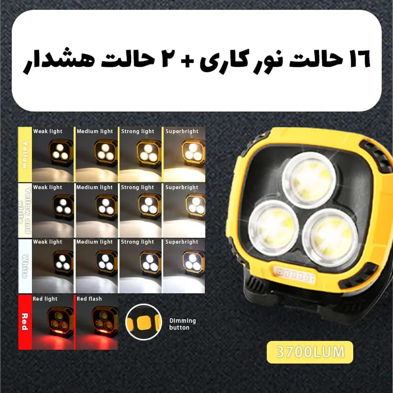 پروژکتور روشنایی شارژی کمپینگ مدل W891-2 چراغ طبیعتگردی و کار.. — تصویر ۸
