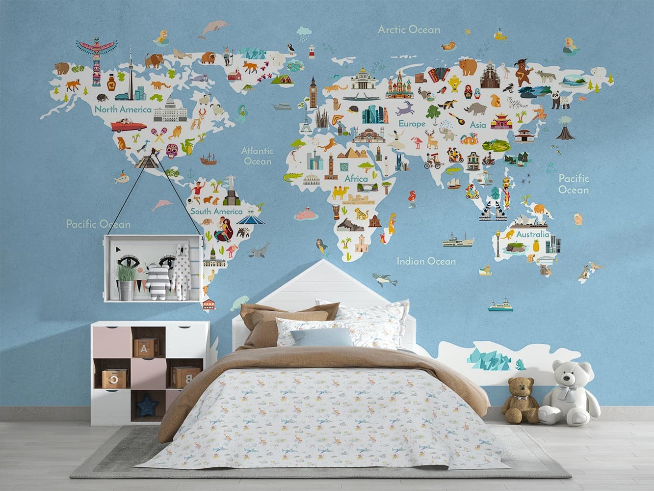 پوستر دیواری نقشه جهان کودک M10231500