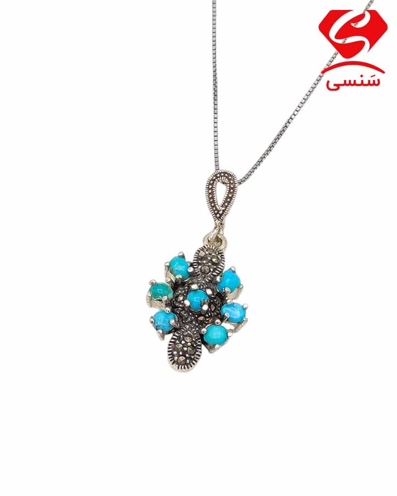 گردنبند نقره زنانه فیروزه کد 230 — تصویر ۲