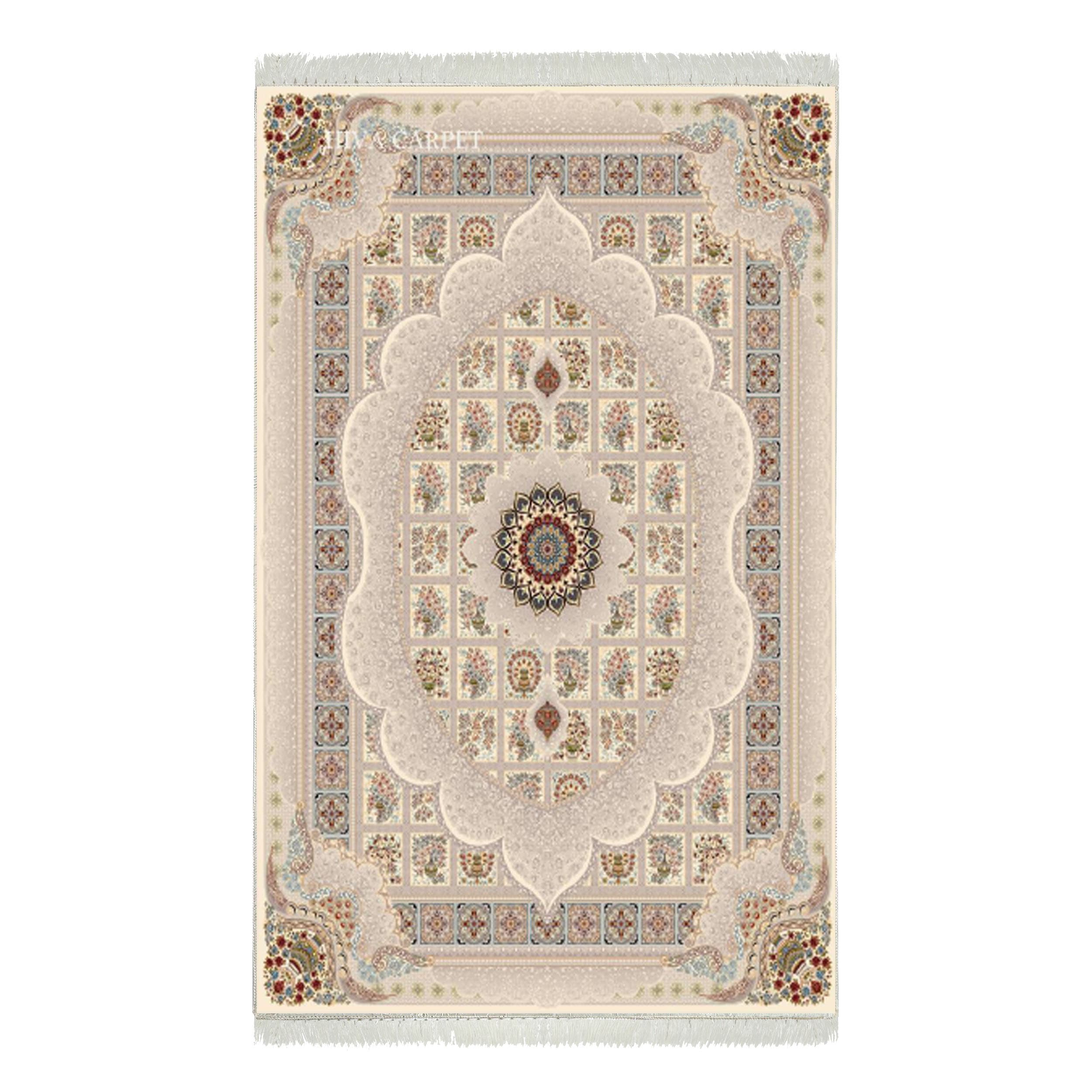 فرش ماشینی هیوا طرح کلاسیک C-137 کرم ۷۰۰ شانه