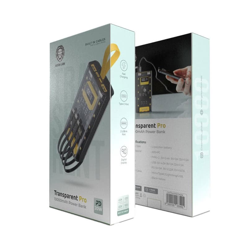 پاوربانک 10000 میلی آمپر گرین لاین Transparent Pro توان 20 وات — تصویر ۲
