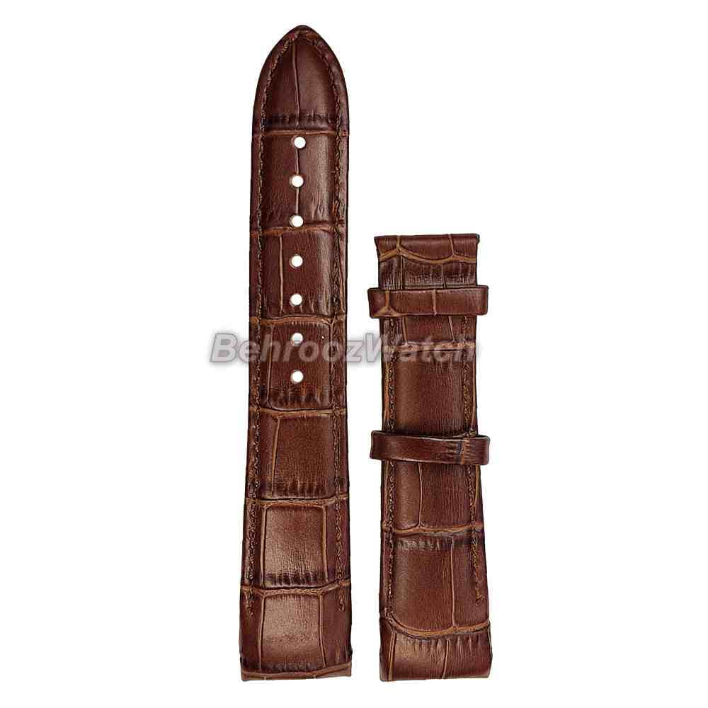 بند ساعت مچی فیکس مردانه چرم طبیعی G.G.K طرح دار قهوه ای سیر سایز 21 — تصویر ۴