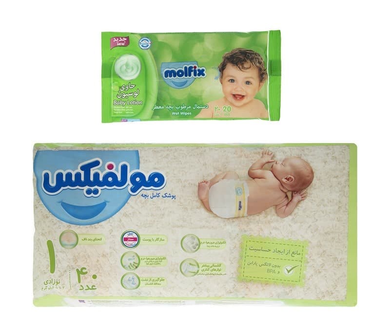 پوشک سایز 1 مولفیکس 40عددی — تصویر ۲