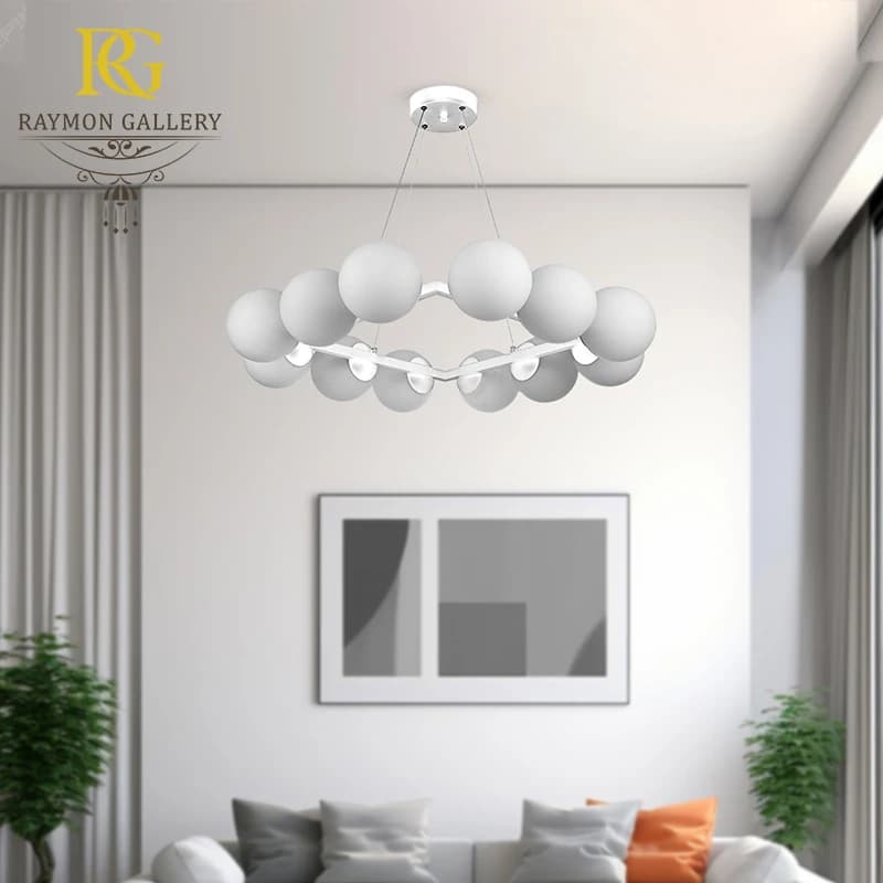 لوستر مولکولی 12 شعله طرح مربع کد MS12080 — تصویر ۸