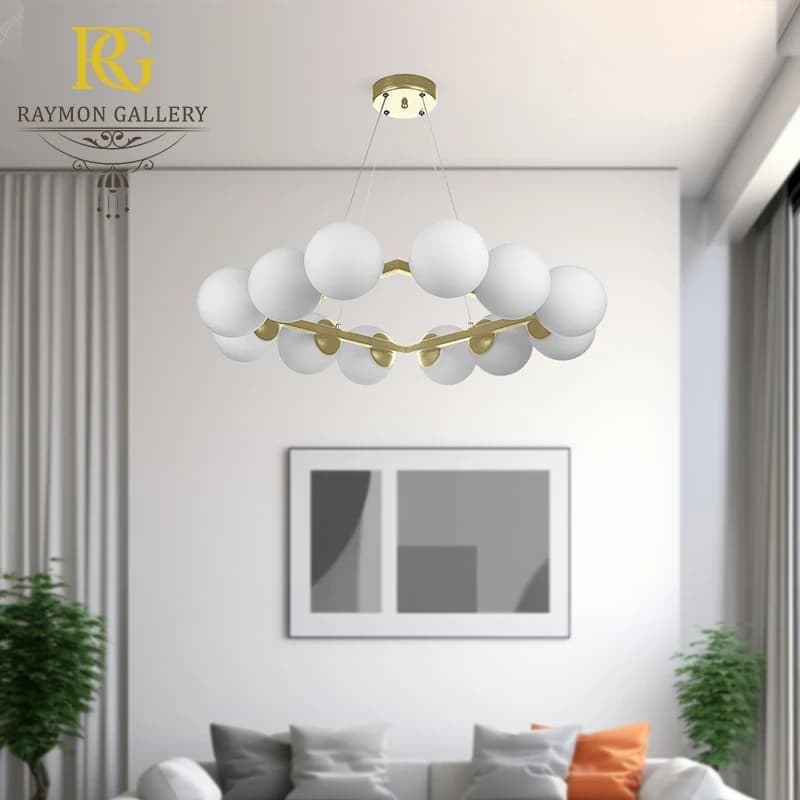 لوستر مولکولی 12 شعله طرح مربع کد MS12080