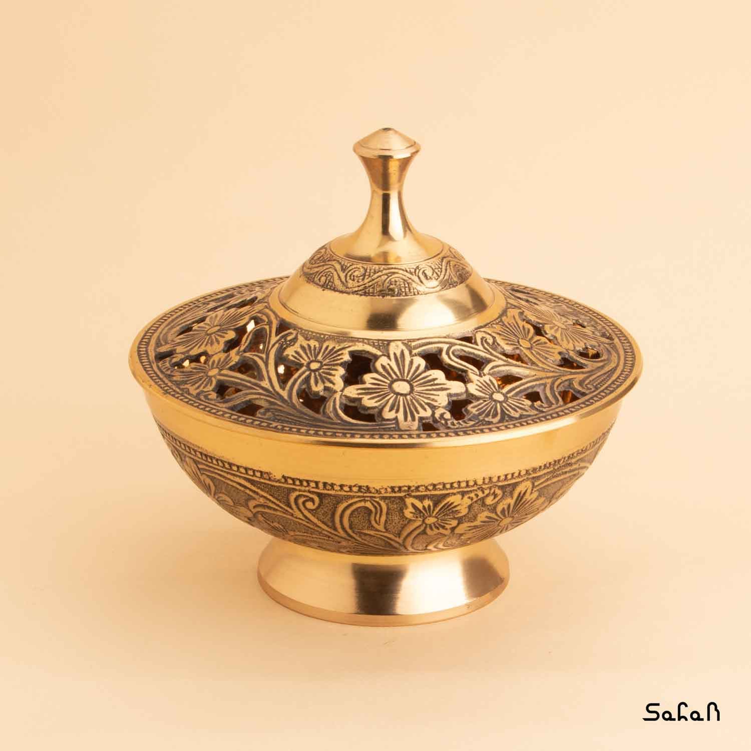 شکلات خوری برنجی طلایی مدل گل
