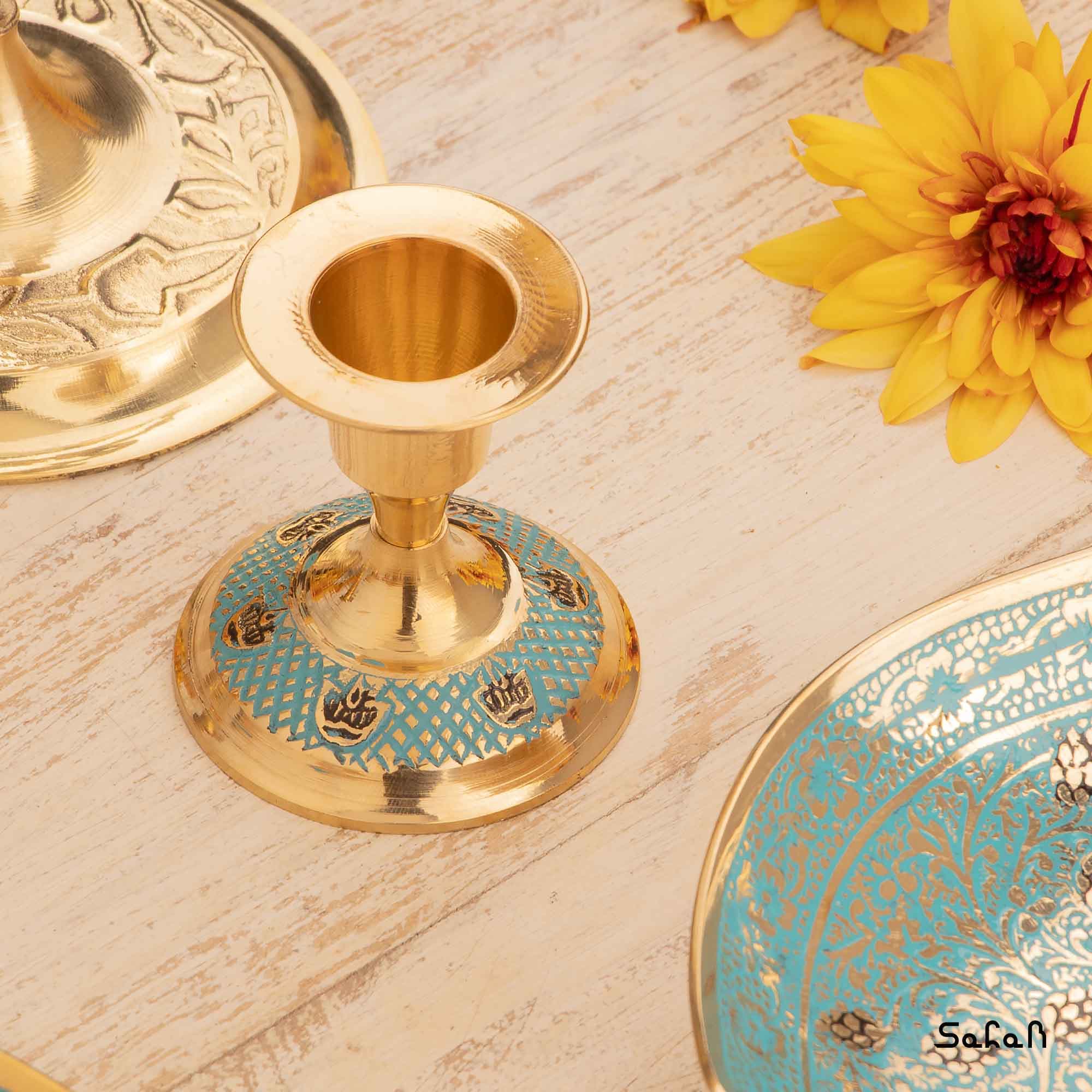 ست هفت سین برنجی میناکاری کد 081 (بدون آیینه) — تصویر ۶