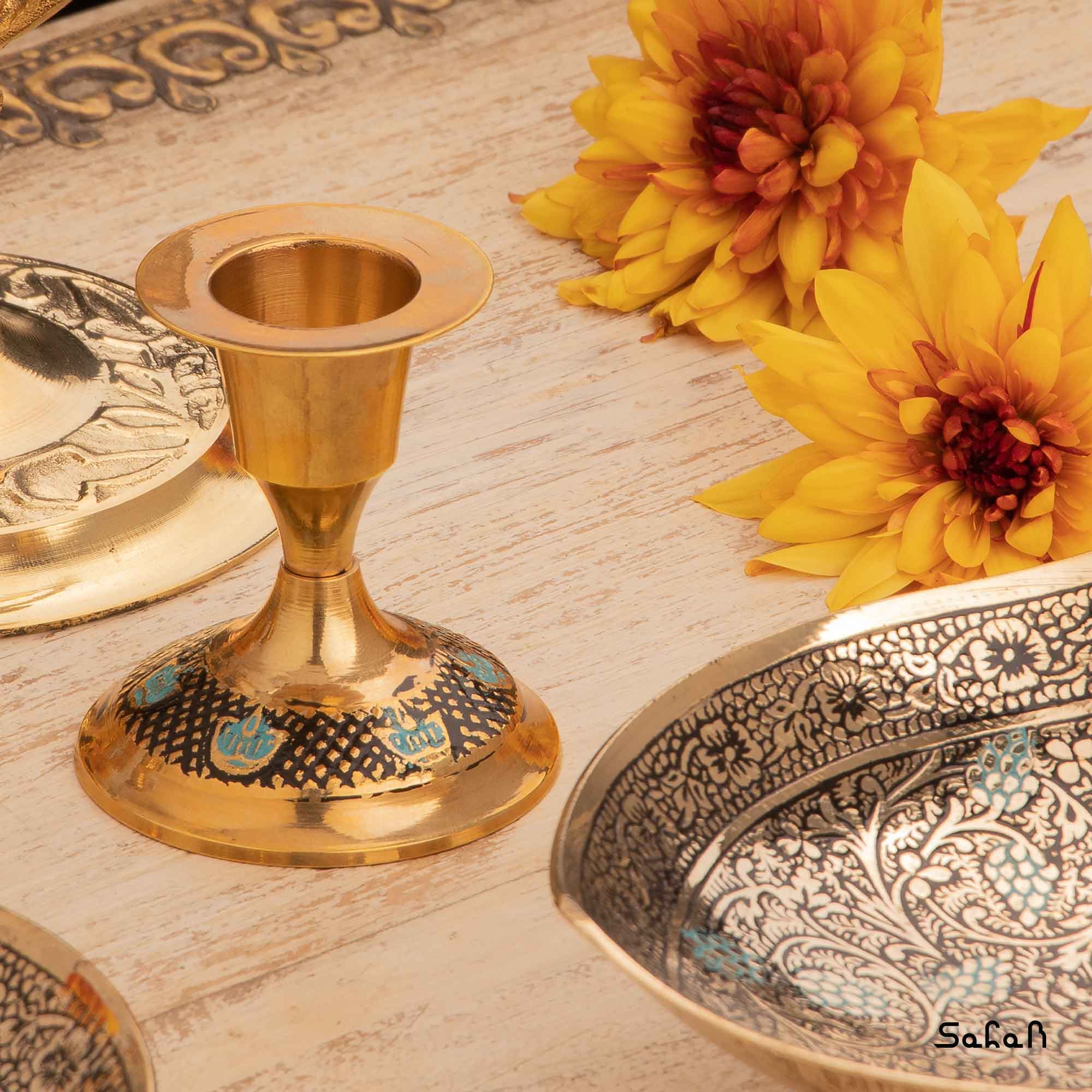 ست هفت سین برنجی میناکاری کد 081 (بدون آیینه) — تصویر ۲