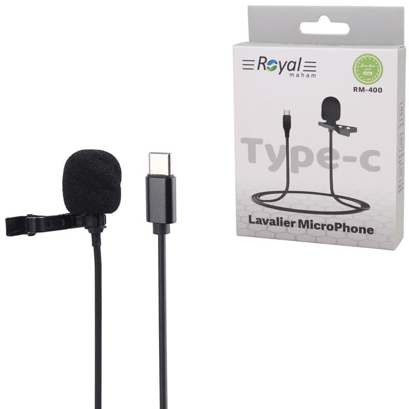 میکروفن یقه ای با رابط Type-C مدل Royal RM-400 -کارکرد فقط روی گوشی شیائومی