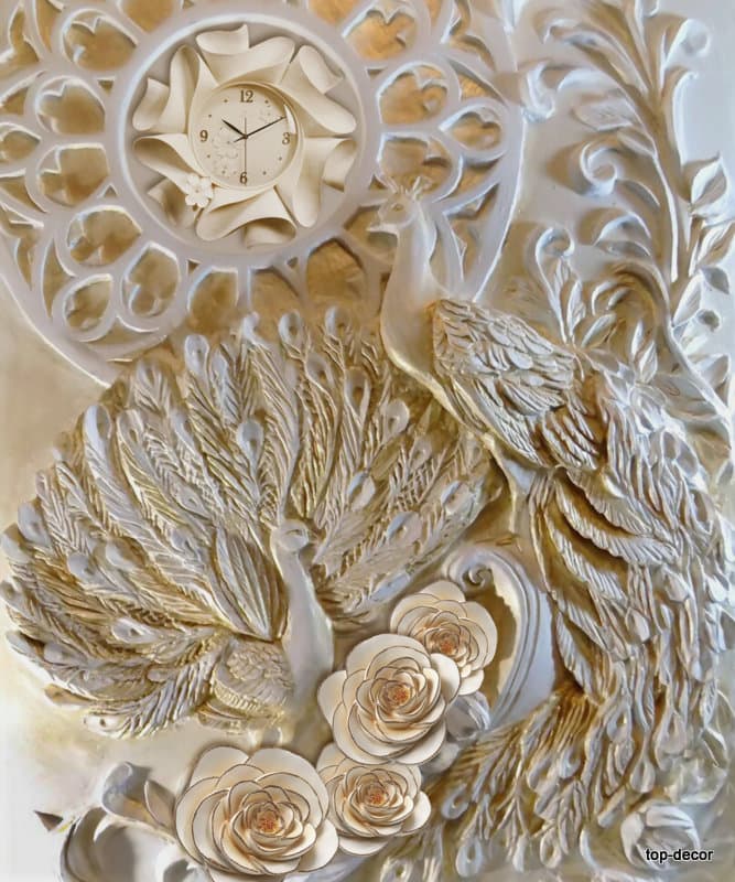 پوستر دیواری سه بعدی طرح طاووس گچی