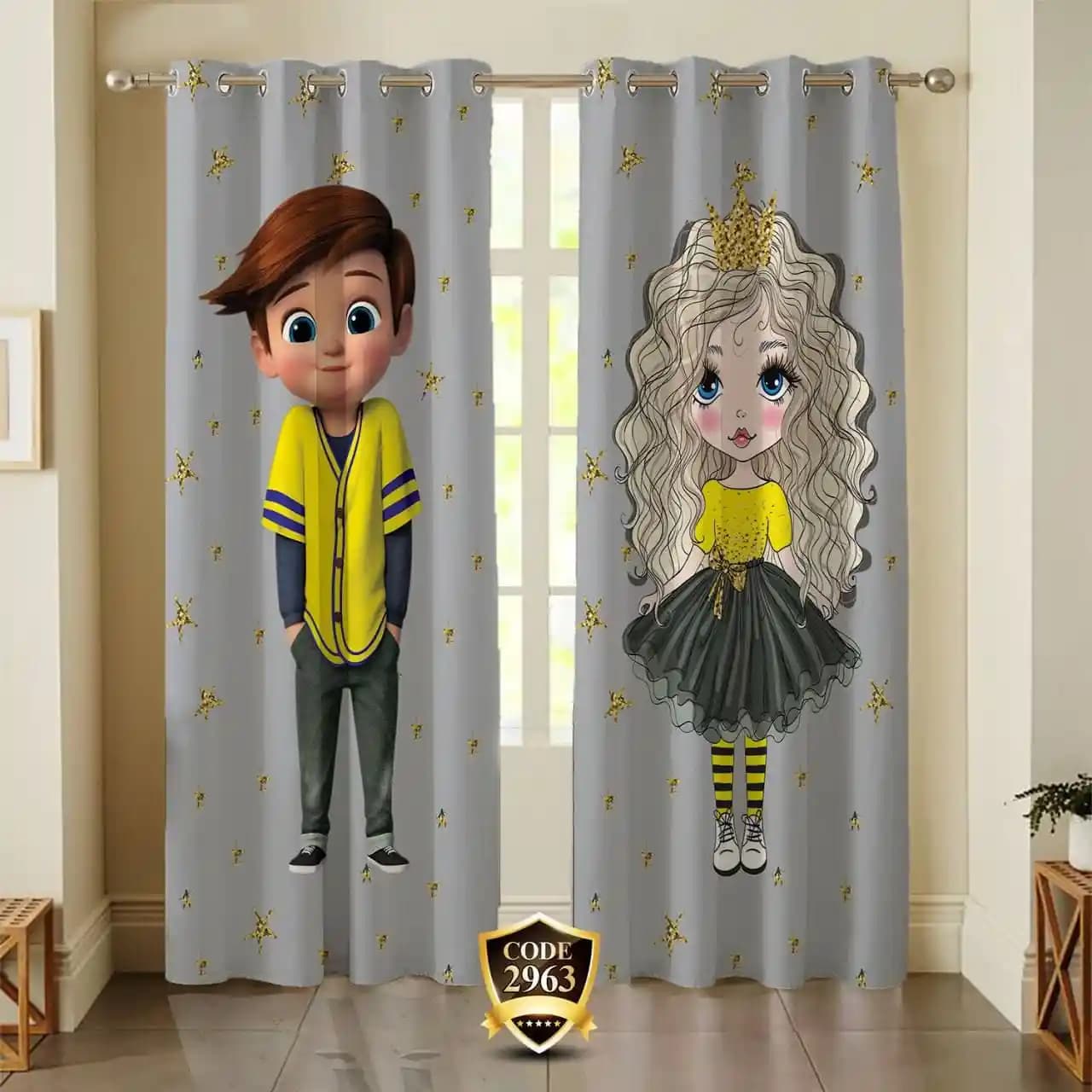 ست فرش پرده دختر و پسر کدB418