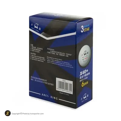 توپ پینگ پنگ 3 ستاره 40+ ARES KING 7001 بسته 6 عددی | سفید — تصویر ۳