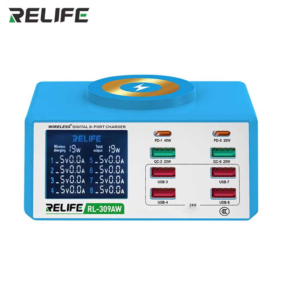 مولتی شارژر و تستر رومیزی وایرلس ریلایف مدل RELIFE RL-309AW — تصویر ۲