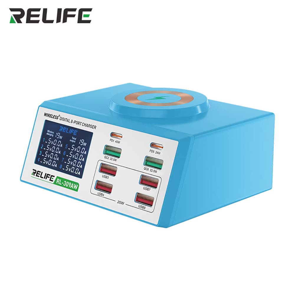 مولتی شارژر و تستر رومیزی وایرلس ریلایف مدل RELIFE RL-309AW — تصویر ۶