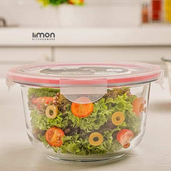 ظرف شیشه گرد دربدار 3 لیتر لیمون — تصویر ۲