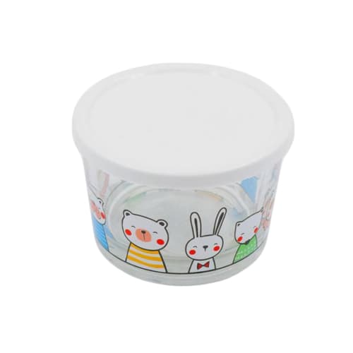 ظرف شیشه دربدار 190 میل چاپدار لیمون 2068