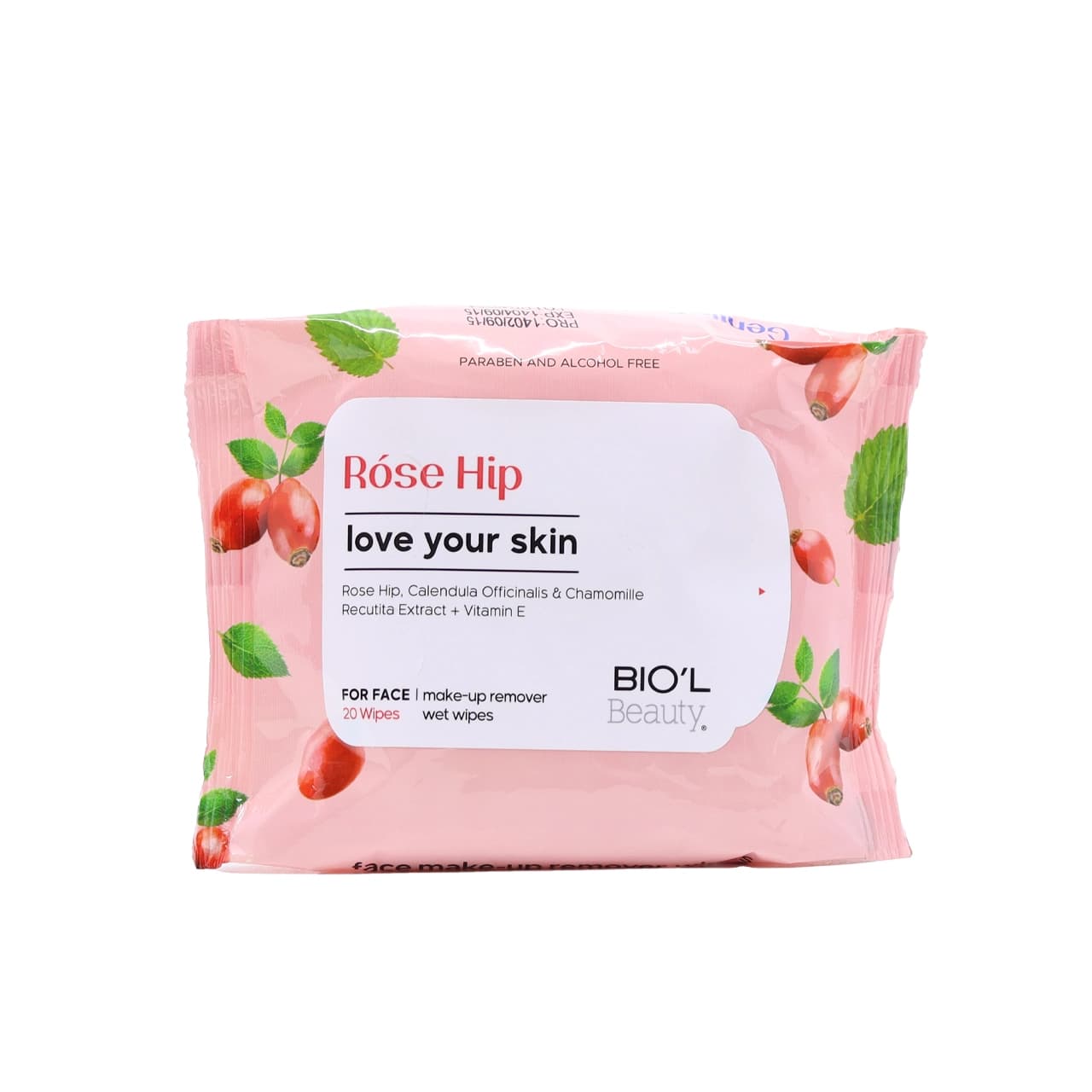 دستمال مرطوب پاک کننده آرایش صورت بیول مدل رزهیپ ( Rose Hip ) مناسب انواع پوست 20 عدد