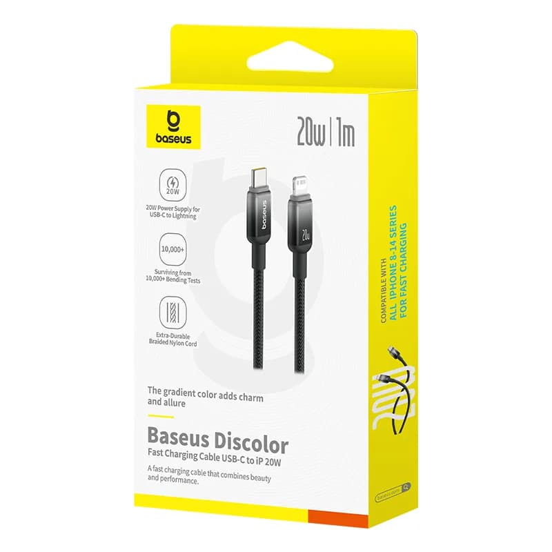 کابل شارژ باسئوس Type‑C به لایتنینگ ۲۰ وات Fast PD سریBaseus Discolor