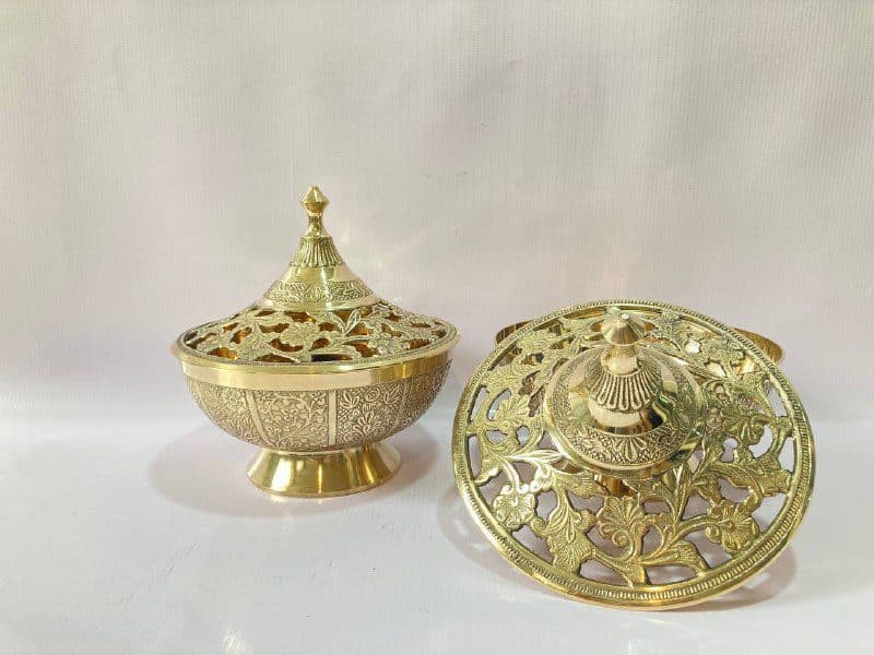 شکلات خوری مشبک سایز بزرگ برنجی هندی — تصویر ۲