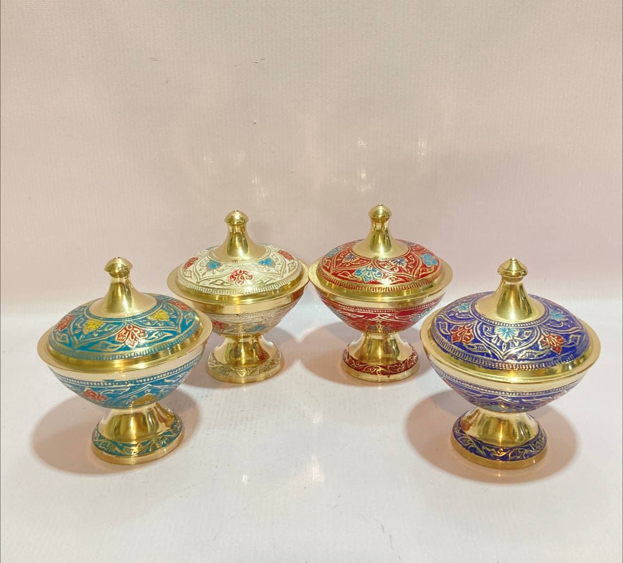 قندان تکی میناکاری برنجی