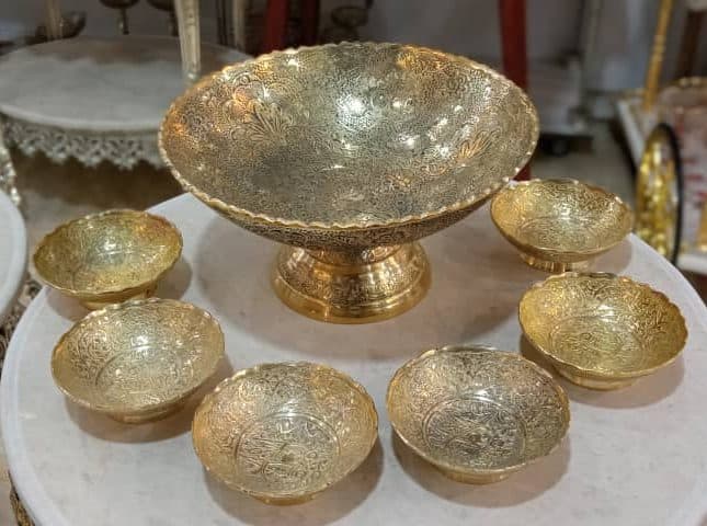 ست هفت سین برنزی لبه ریز طرح هندی