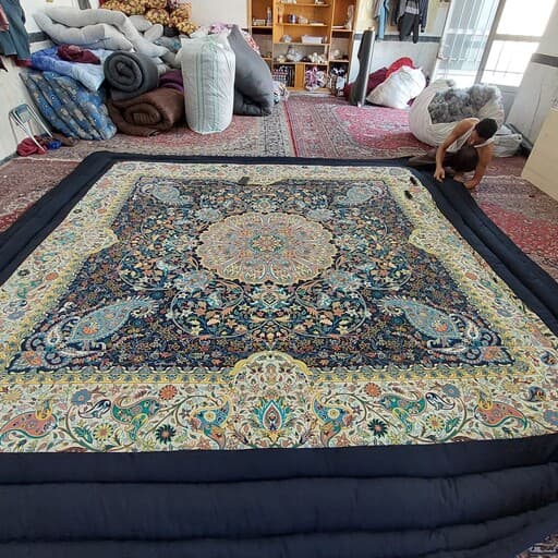 لحاف کرسی 4×4 ترمه افشار دستدوز درجه یک | خرید روتختی سنتی و شیک — تصویر ۸