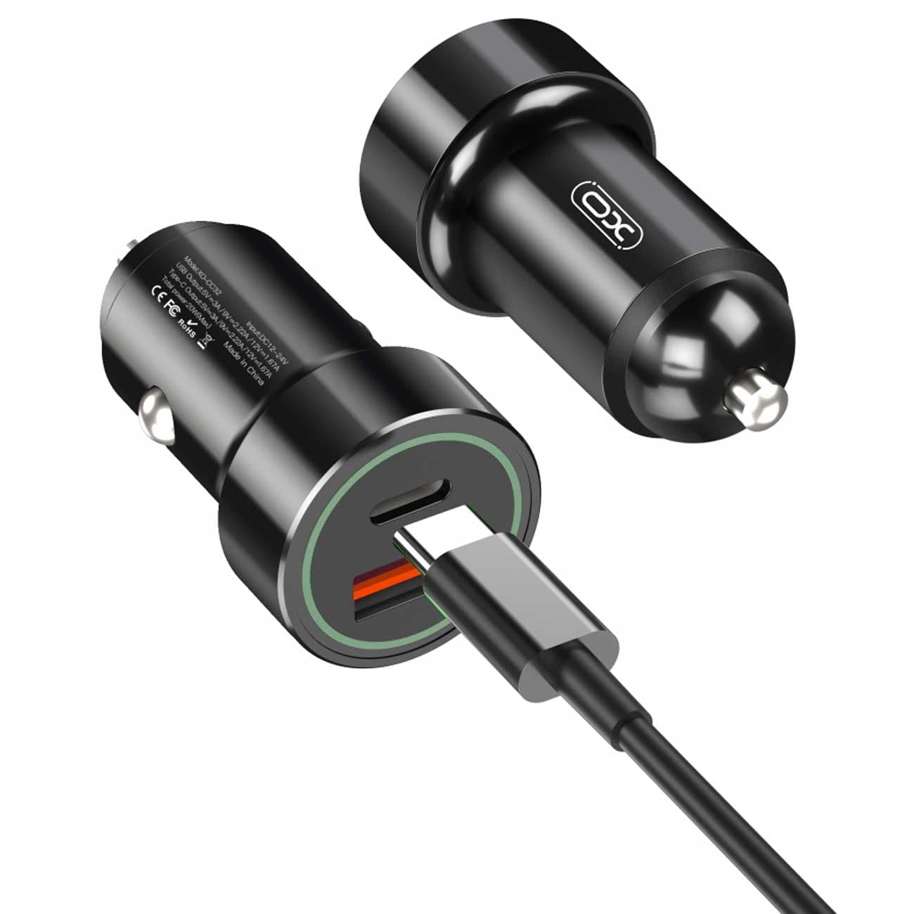 شارژر فندکی فست شارژ ماشین تایپ سی 20 وات ایکس او TZ11 — تصویر ۲