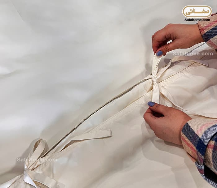 روتختی دو نفره عروس لوکس طرح مخمل پتینه گلاریس بژ طلایی — تصویر ۸