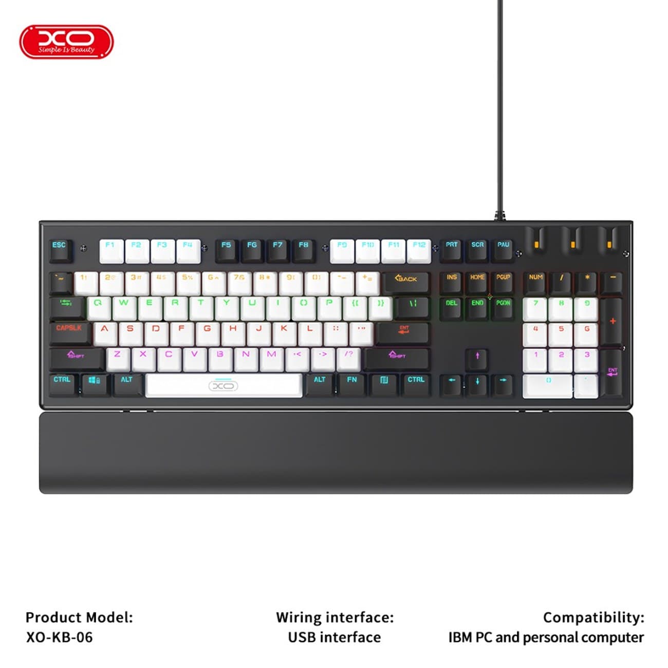 ست گیمینگ موس و کیبورد سیمی با نورپردازی RGB ایکس او KB-06 — تصویر ۸