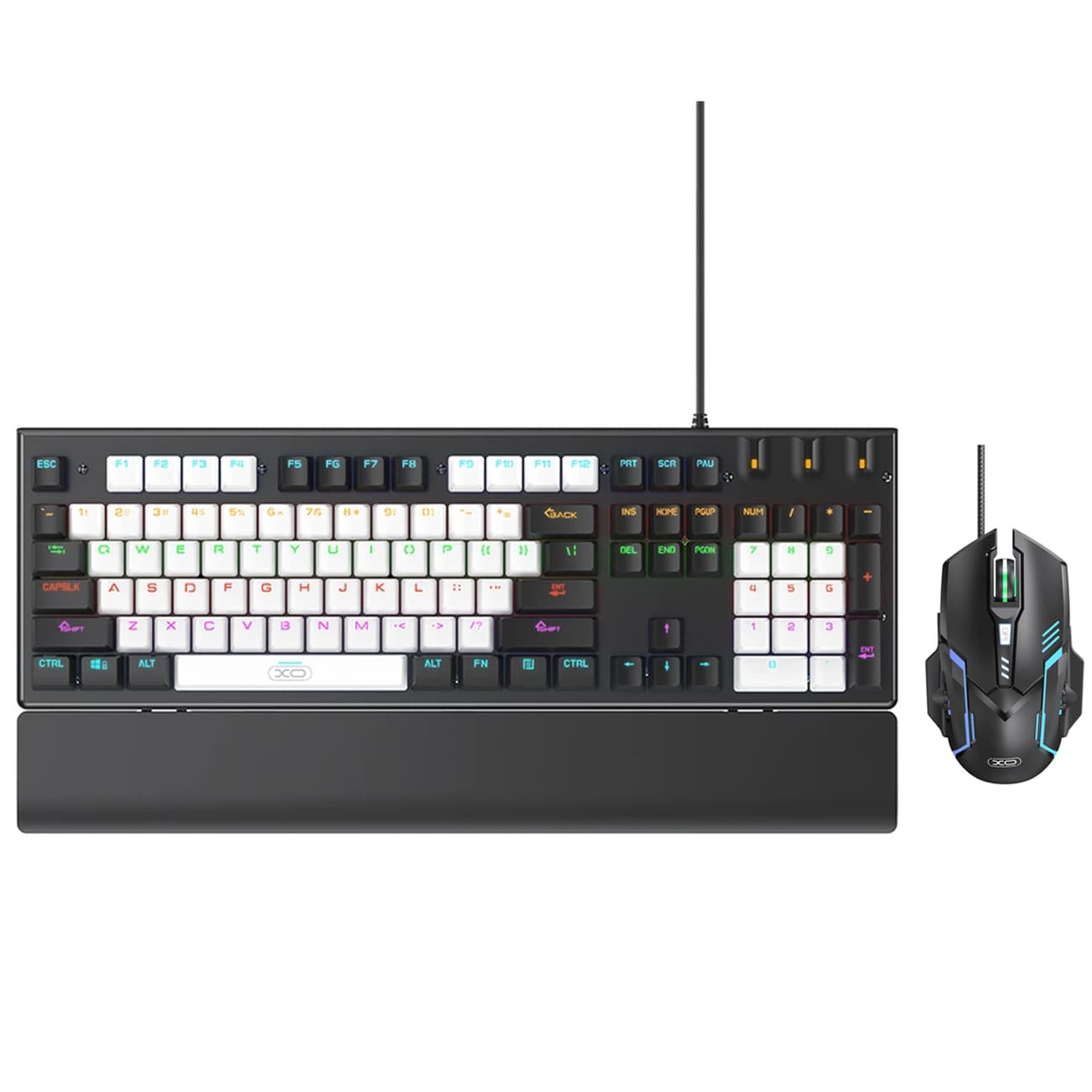 ست گیمینگ موس و کیبورد سیمی با نورپردازی RGB ایکس او KB-06