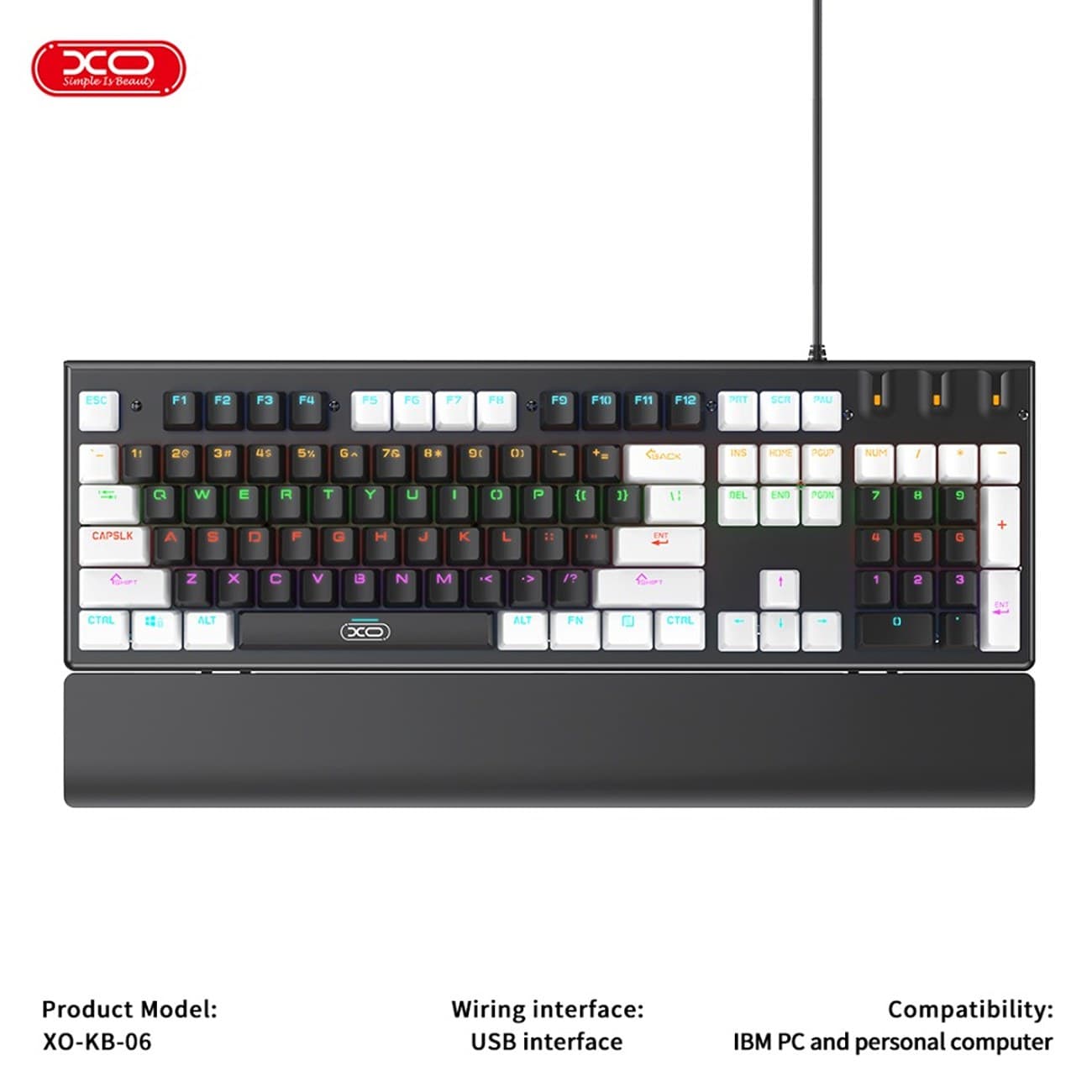 ست گیمینگ موس و کیبورد سیمی با نورپردازی RGB ایکس او KB-06 — تصویر ۷