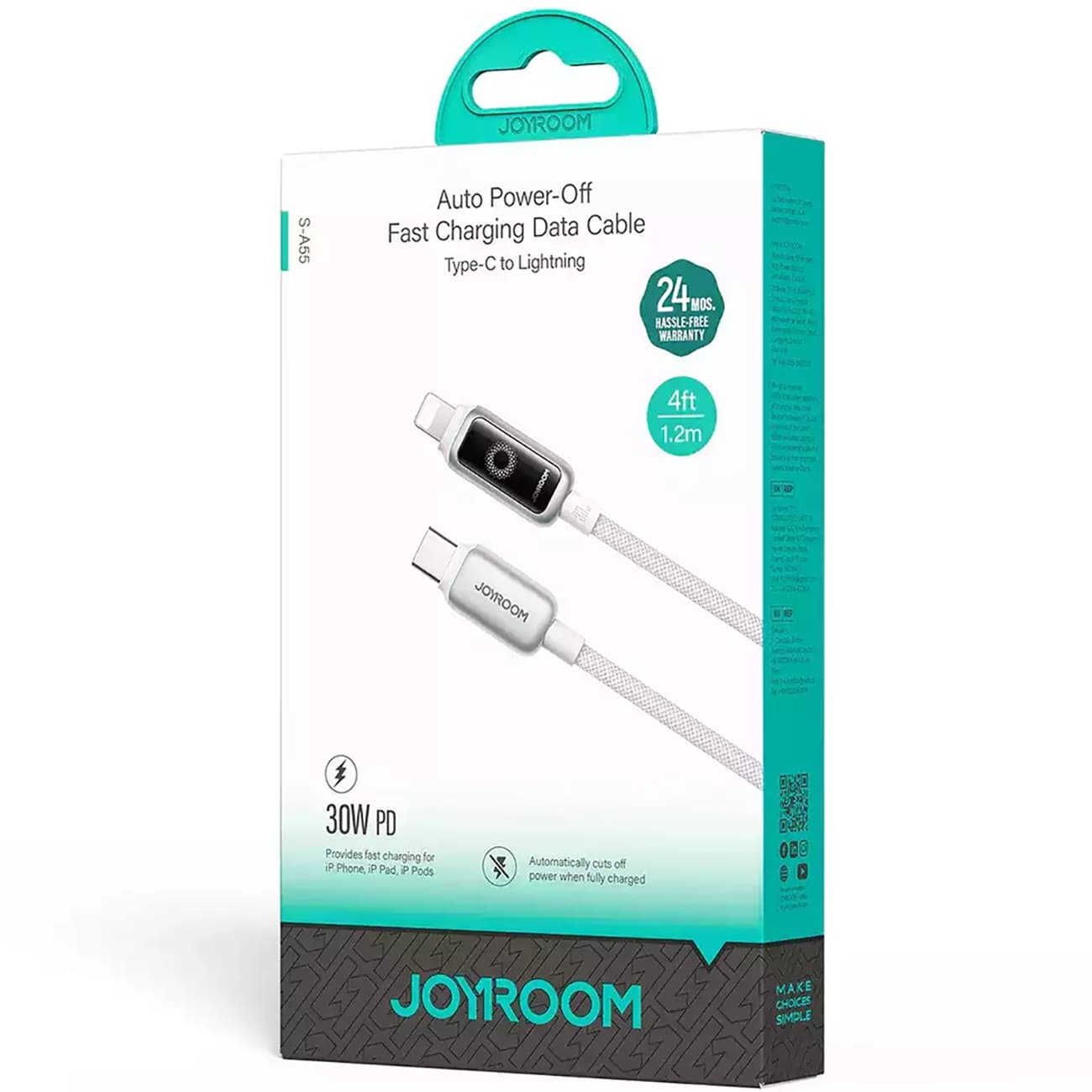 کابل تایپ سی به لایتنینگ جویروم JOYROOM مدل S-A55 طول 1.2 متر — تصویر ۳