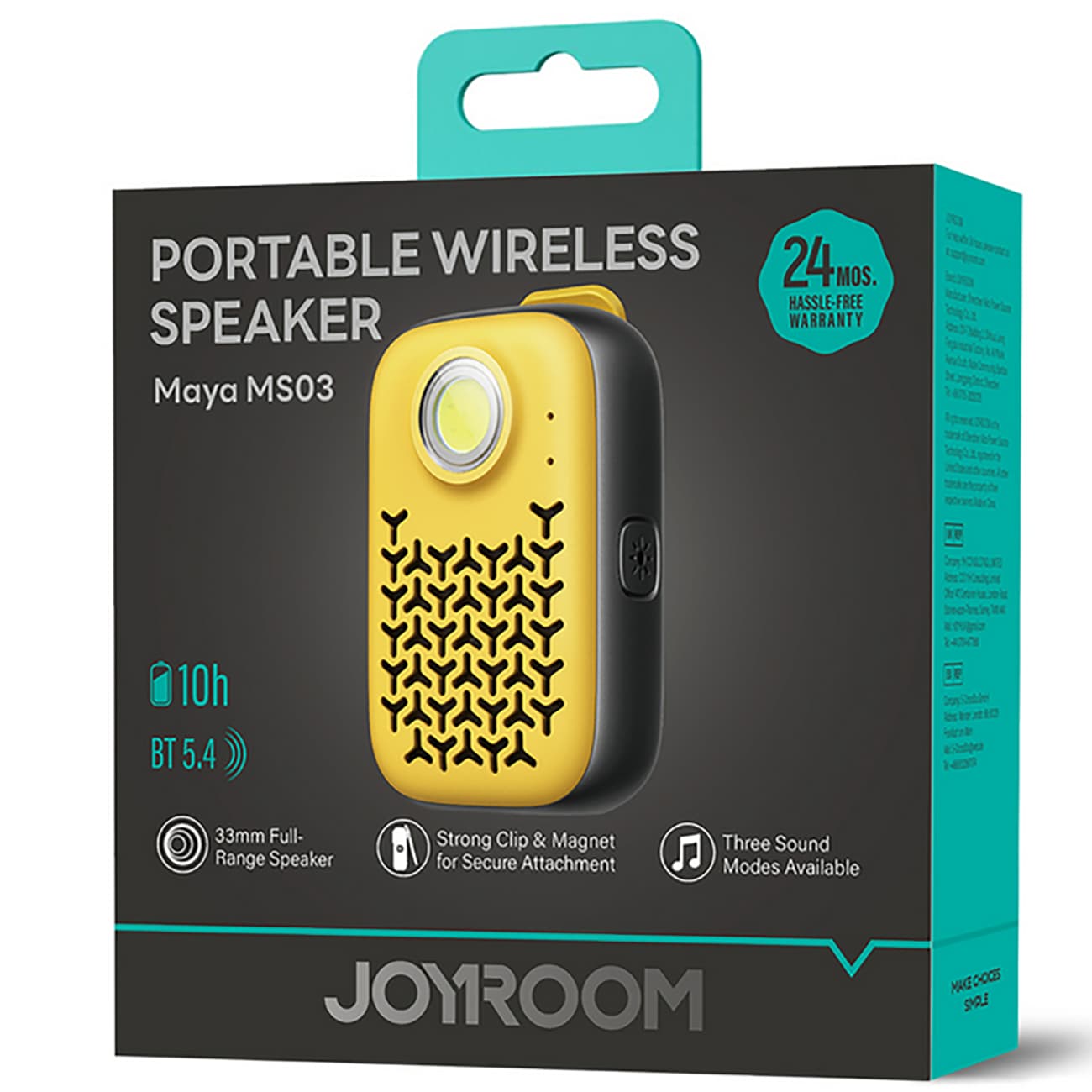 اسپیکر بلوتوثی جویروم JOYROOM مدل JR-MS03 با گیره اتصال — تصویر ۵