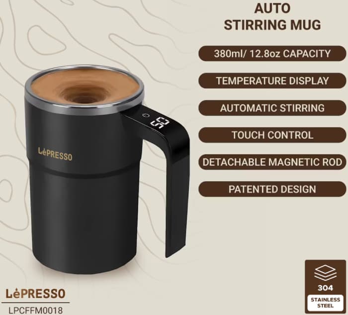 ماگ همزن دار لپرسو مدل LePresso Stirmagic Auto Stirring Mug LPCFFM0018 — تصویر ۲