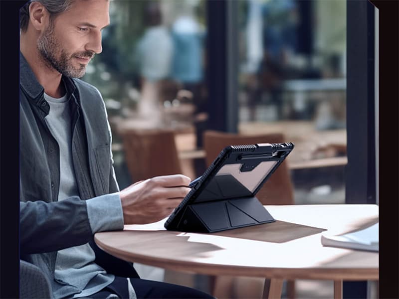 کیف محافظ بامپردار تبلت سامسونگ نیلکین Nillkin Bumper Leather cover case Pro Multi-angle folding style Samsung Galaxy Tab S9 Plus/S10 Plus — تصویر ۲