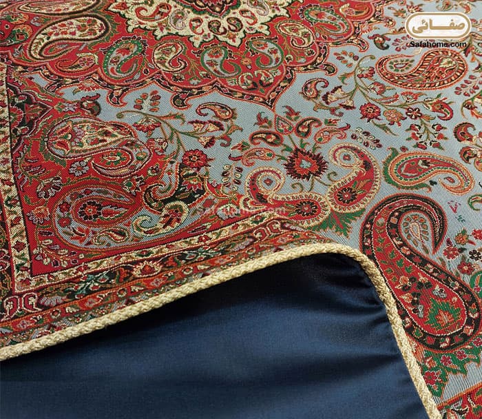 رومیزی 1×1 ترمه هاشمی کد 17 با 2 رنگ متنوع — تصویر ۴