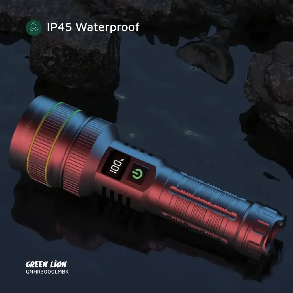 چراغ قوه 3000 لومنی گرین لاین مدل Green Lion Hyper Ray Pro GNHR3000LMBK با برد 1200 متر — تصویر ۷