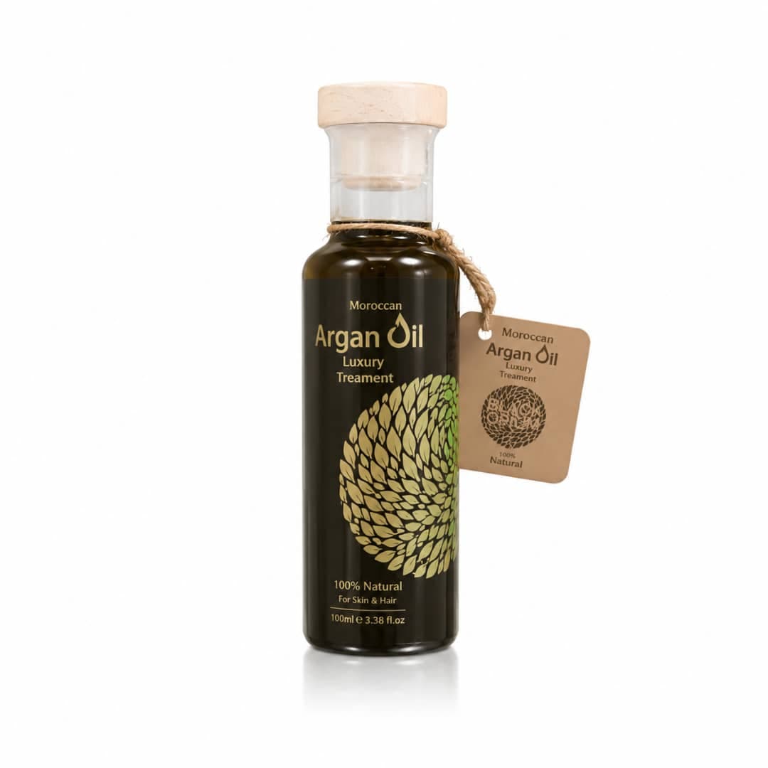 روغن آرگان آمریکایی لاکچری Luxury Moroccan argan oiL برند کایکاکا درب چوبی حجم 100 میل — تصویر ۳