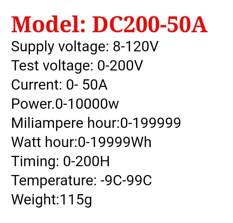 مولتی فانکشن واتمتر و پاورمتر KWS-DC200V-50A DC — تصویر ۵
