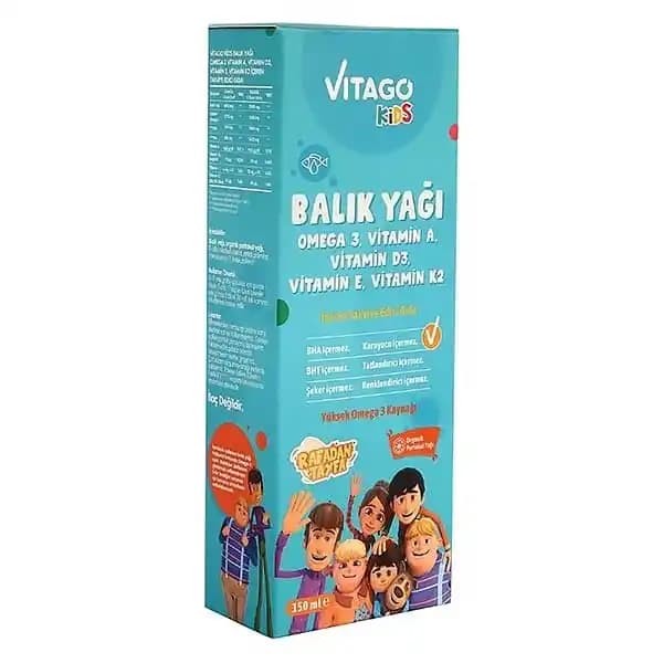 شربت روغن ماهی امگا 3 با طعم پرتقال ویتاگو 150ml — تصویر ۲