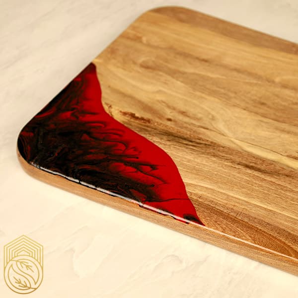 تخته سرو و پذیرایی چوبی کار شده با رزین کد sh134 — تصویر ۳