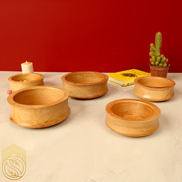 کاسه میوه خوری و سالاد خوری چوبی گرد توسکا کد sh119