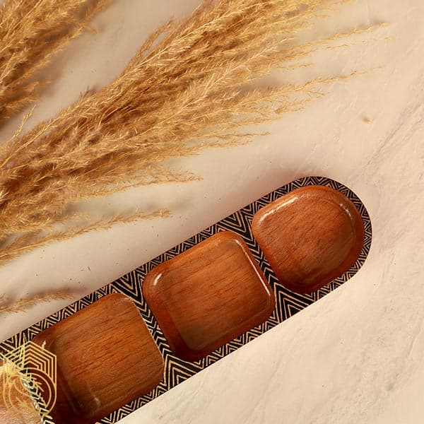 ظرف اردوخوری چوبی 4 خانه نقاشی شده در دو طرح کد sh100 — تصویر ۵